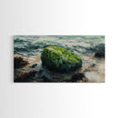 Mossy Rock, Ireland painting, framed canvas print, coastal wall art, nautical wall art, moody art, original painting, rustic decor