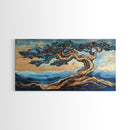 Twisted Tree, Oak Tree Art, Canvas Print, Coastal Landscape Art, Nature Painting, Rustic Wall Art, Blue And Green Wall Art