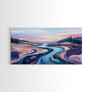 River Landscape, Abstract Art, Geometric Wall Art, Horizontal Wall Art, Extra Wide Art, Canvas Print, Living Room Art