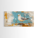 Seagull Painting, Coastal Landscape Art, Nautical Wall Art, Rustic Decor, Framed Canvas Print, Beach House Art, Bird Art