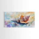 Shell Painting, Coastal Decor, Beach House Wall Art, Nautical Painting, Framed Canvas Print, Ocean Inspired Art, Oyster Shell Art