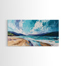 Seascape Painting, coastal landscape art, beach house decor, Ireland painting, blue and green wall art, panoramic art, canvas print
