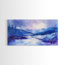 Snowy Mountain Art, Winter Landscape, Framed Canvas Print, Above Couch Art, Panoramic Painting, Mountain Painting