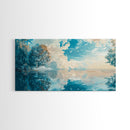 Reflective Lake Art, Tranquil Landscape, Wabi Sabi Art, Framed Canvas Print, Minimalist, Above Bed Wall Art, Panoramic Painting