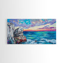 Seascape Painting, Coastal Landscape Art, Ocean Art, Framed Canvas Print, Nautical Wall Art, Living Room Art, Extra Wide Art
