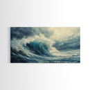 Ocean Wave, Stormy Sea, Coastal Art, Seascape Painting, Nautical Decor, Extra Wide Art, Framed Canvas Print, Living Room Art