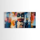 Abstract Totem Pole, chicano art, geometric wall art, African art, rustic art, moody art, gift idea him, Canvas Print