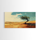 Windblown Tree, Desert Landscape, Southwest Wall Art, Canvas Print, Moody Art, Rustic Wall Art, Wabi Sabi Art, Panoramic Art