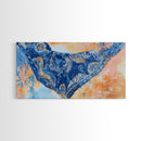 Bandana Print, Blue Wall Art, Vintage Art, Southwestern Art, Chinoiserie Wall Art, Extra Wide Art, Framed Canvas Print, Above Couch Art