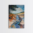 Minimalist landscape, wabi sabi wall art, rustic decor, above bed wall art, framed canvas print, neutral art, extra wide painting