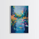 Water Lily Painting, Impressionist Landscape, Tranquil Pond Art, Botanical Prints, Nature Wall Art, Canvas Print