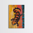 Colorful Lizard Art, wildlife painting, leopard wall art, whimsical art, rustic decor, southwest wall art, Canvas Print