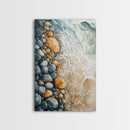 Ocean Shore Rocks, coastal wall art, surf wall art, beach house decor, nautical wall art, boho art, Framed Canvas Print