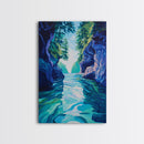 Serene Lake View, mountain painting, lake Tahoe art, blue and green wall art, landscape painting, boho art, Framed Canvas Print