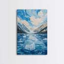 Glacial Lake View, lake Tahoe art, blue and green wall art, panoramic painting, framed canvas print, nature art, above couch art