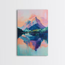 landscape painting, pink orange wall art, sunrise painting, modern art, extra wide art, panoramic art, Framed Canvas Print, moody art
