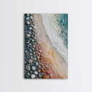 Pebble Beach, coastal painting, nautical decor, wabi sabi art, abstract seascape, textured wall art, ocean print, canvas print