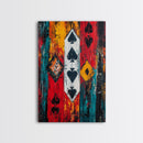 Playing Card Art, chicano art, bold abstract painting, moody art, graffiti wall art, framed canvas print, gift idea, rustic decor
