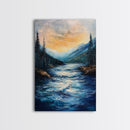 Mountain Stream, Nature Painting, Canvas Print, Forest Art, Rustic Wall Art, Coastal Decor, Bedroom Art, Cabin Decor, Gift Idea