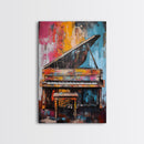 Abstract Piano Art, Music Wall Decor, Colorful Instrument Painting, Moody Art, Living Room Wall Art, Canvas Print, Gift Idea