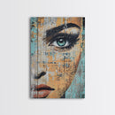 Blue Eye Portrait Canvas Print Realistic Face Painting Modern Wall Art Feminine Home Decor Urban Street Style Artwork Unique Gift