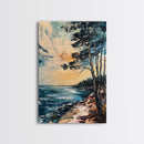 Sunset Seaside Painting Canvas Print | Coastal Wall Art | Ocean Sunset Decor | Beach House Art | Relaxing Landscape Artwork