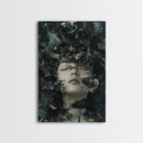 Dark Mystic Bird Canvas Print - Surreal Gothic Art, Moody Wall Decor, Dramatic Dreamscape Painting, Black Feather Fantasy Artwork
