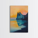 Sunset Cliff, Coastal Landscape Art, Seascape Painting, Ocean Wall Art, Living Room Art, Above Sofa Art, Framed Canvas Print