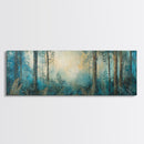 Enchanted Forest Glow Canvas Print Moody Woodland Art, Blue Green Nature Painting, Dreamy Landscape Decor, Large Living Room Artwork