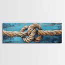 Nautical Rope Knot Framed Canvas Print Coastal Wall Art Rustic Beach House Decor Large Wall Art Nautical Art Living Room Decor