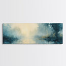 Misty Lake Canvas Print Serene Nature Wall Art, Neutral Forest Landscape, Soft Blue Wall Decor, Minimalist Bedroom Artwork