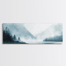 Mountain Mist Canvas Print Minimalist Nature Wall Art, Neutral Landscape Painting, Foggy Wilderness Decor, Modern Living Room Art