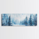 Winter Wonderland Framed Canvas Print, Snowy Forest Wall Art, Christmas Home Decor, Scandinavian Winter Art, Cozy Cabin Wall Art