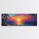 Tropical Sunset Paradise Framed Canvas Print Vibrant Beach Wall Art Palm Tree Coastal Decor Living Room Bedroom Gift Idea