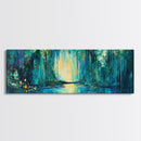 Magical Forest Lake Framed Canvas Print Fantasy Nature Wall Art Mystical Greenery Home Decor Living Room Office Gift