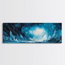 Frozen Ice Cave Landscape Canvas Print, Dark Blue Winter Wall Art, Arctic Home Decor, Modern Cool Tone Art, Office Artwork