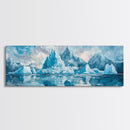 Iceberg Mountain Reflection Canvas Print, Arctic Nature Wall Art, Cool Blue Home Decor, Large Landscape Painting, Modern Office Art