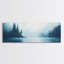 Misty Lake Forest Art, Moody Nature Painting, Blue Foggy Landscape, Tranquil Cabin Decor, Scandinavian Wall Art, Bedroom Art