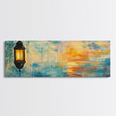 Lantern Glow Sunset Art, Warm Ambient Painting, Nautical Coastal Decor, Rustic Boho Home Wall Art, Relaxing Living Room Art
