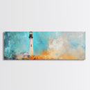 Lighthouse Cliff Seascape Art, Coastal Landscape Painting, Ocean View Home Decor, Modern Nautical Wall Art, Large Living Room Art