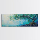 Mystical Tree Art Canvas Print Blue Abstract Nature Wall Decor Dreamy Coastal Artwork Living Room or Bedroom Accent Minimalist Boho