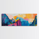 Colorful Mountain Reflections Canvas Print - Abstract Nature Wall Art, Vibrant Sunset Painting, Home Decor, Bold Artistic Statement