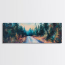Enchanted Forest Road Canvas Print Moody Woodland Painting Autumn Trees Dark Nature Wall Art Warm Tones Bedroom Living Room Decor