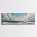 Ocean Wave Horizon Canvas Print Coastal Seascape Wall Art, Tranquil Beach Painting, Nautical Home Decor, Relaxing Living Room Artwork