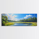 Scenic Lake Framed Canvas Print Nature Wall Art Peaceful Pond Painting Outdoor Retreat Decor Farmhouse Landscape Living Room Art