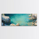 Turquoise Water Cove Framed Canvas Print Coastal Wall Art, Modern Beach Artwork, Ocean Decor, Minimalist Seascape Painting, Bedroom Art