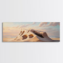 Surreal Beach Sand Formation Canvas Print, Coastal Nature Wall Art, Modern Ocean Landscape Painting, Minimalist Seascape Bedroom Decor