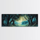 Enchanted Forest Framed Canvas Print Magical Woodland Scene, Nature Wall Art, Fantasy Art, Dark Green Landscape, Home Decor