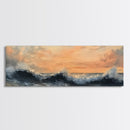 Stormy Ocean, Dramatic Sea Painting, Moody Coastal Wall Art, Nautical Decor, Canvas Print, Sunset Waves, Living Room Artwork