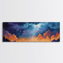 Lightning, Storm, Dramatic, Skyscape, Framed Canvas Print, Abstract Landscape Art, Dark Wall Art, Office Decor, Sky Painting